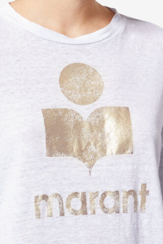 Zewel Ensfarvet linned-T-shirt med logo