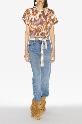 Zilia kort bomulds-T-shirt med akvarelprint