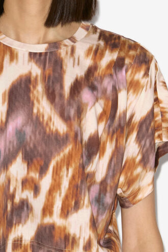 Zilia kort bomulds-T-shirt med akvarelprint