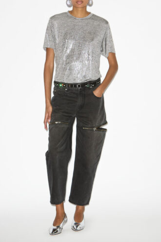 Zoeline Metallic Jersey T-shirt med logoer